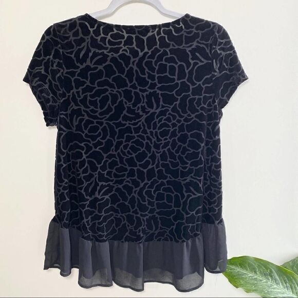 Adrianna Papell black velvet floral peplum top - Picture 4 of 5